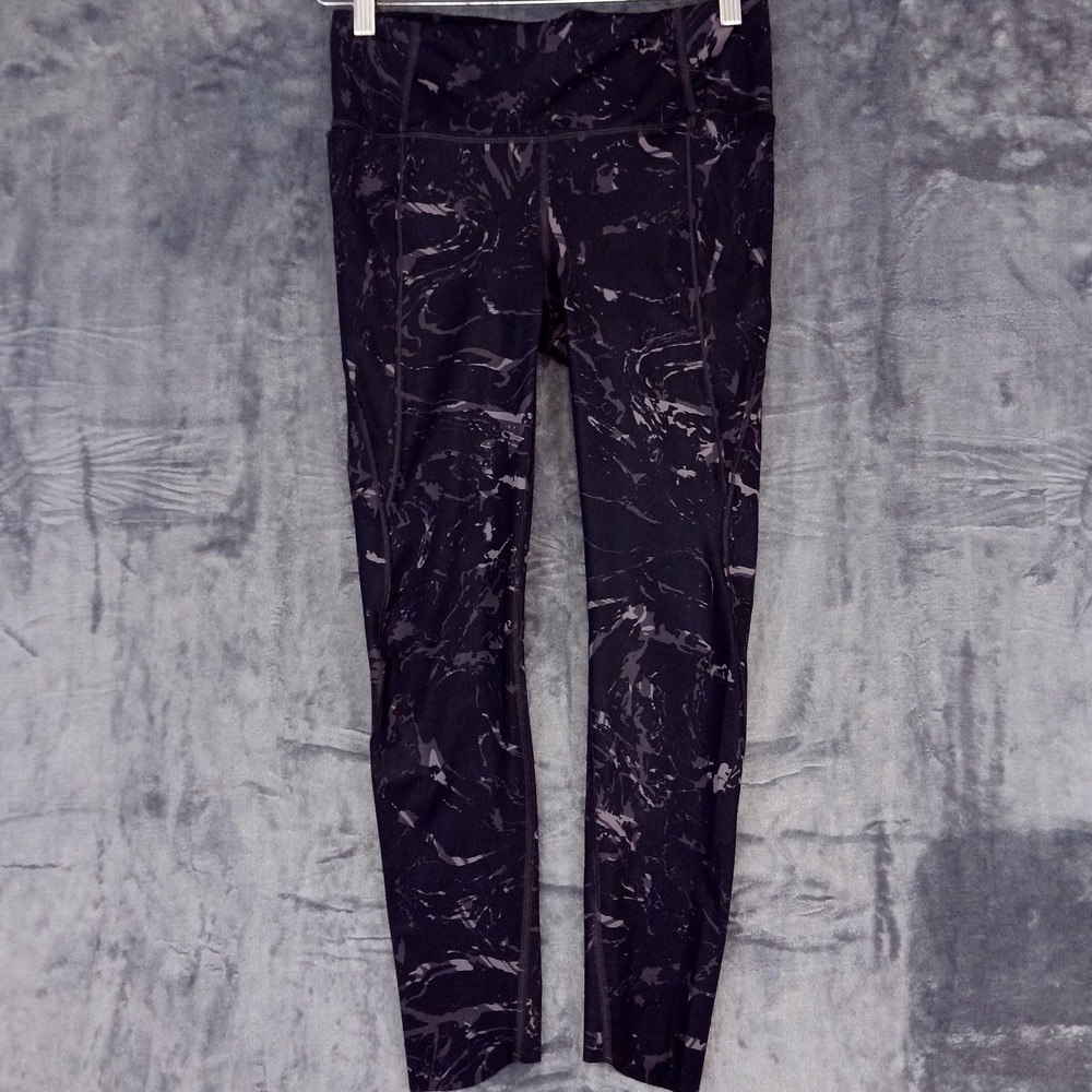 Athleta Leggings Womens XS Black Marble Back Zip Pocket Athleisure Activewear‎